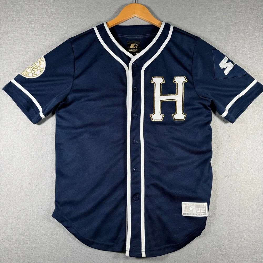 HUF x Starter Mens Navy Blue Baseball Jersey Embroidered Patch Size Small - Picture 1 of 13